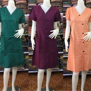 New Cotton Dresses. Made in Myanmar. Authentic Traditional 100% cotton dresses.